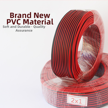 Dvojžilový kábel 0.5-2.5 mm² z bezkyslíkového medeného materiálu, červeno-čierny, pre napájanie monitorovacieho systému, čistá meď, paralelný dvojžilový kábel