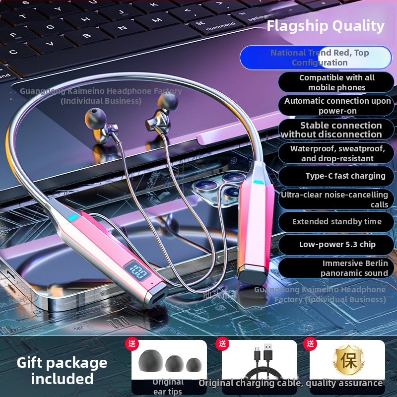 Novi Bluetooth neckband slušalice s velikom baterijom, sportski dizajn, duga autonomija, utor za karticu, redukcija buke, duboki bas, univerzalno za esport