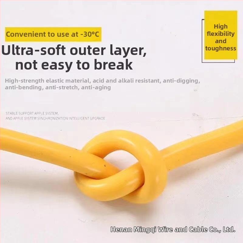 Pružný vonkajší kábel na nabíjanie, 2 vodiče, čistá meď, žltý, prierez 1,5–2,5 mm²