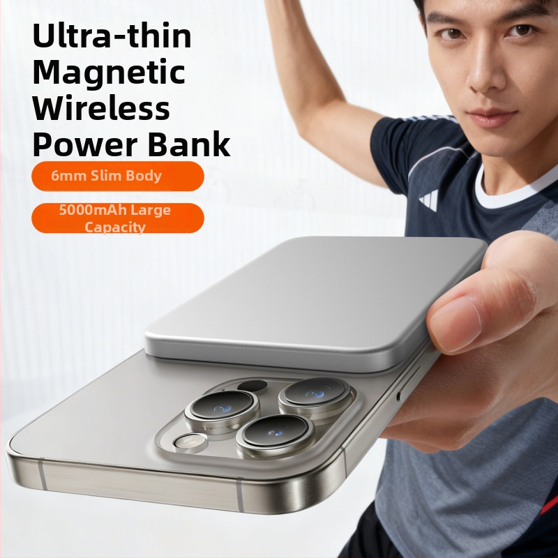 3C certificirani 6 mm tanak magnetski power bank s bežičnim punjenjem 22,5 W i brzim punjenjem 15 W, prenosni MagSafe-kompatibilan