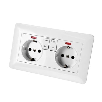 Panel prekidača i utičnice tipa 146, bijela, 16A, europski standard, dvostruka europska utičnica, skrivena ugradnja na zid