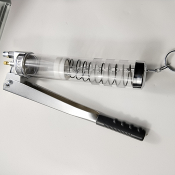 Ručni pumi mazivo za bager – dvostruka i jednostruka šipka, dvostruki piston, aluminijska legura, spremnik 800cc, ukupna duljina 365 mm