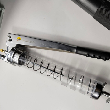 Ručni pumi mazivo za bager – dvostruka i jednostruka šipka, dvostruki piston, aluminijska legura, spremnik 800cc, ukupna duljina 365 mm