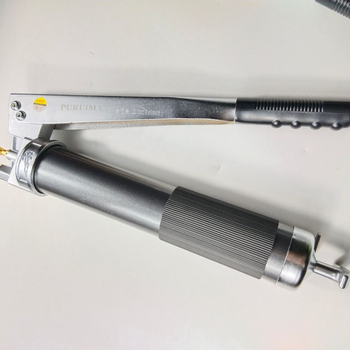 Ručni pumi mazivo za bager – dvostruka i jednostruka šipka, dvostruki piston, aluminijska legura, spremnik 800cc, ukupna duljina 365 mm