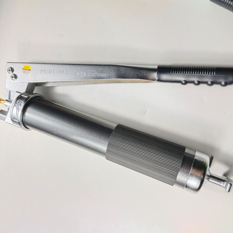 Ručni pumi mazivo za bager – dvostruka i jednostruka šipka, dvostruki piston, aluminijska legura, spremnik 800cc, ukupna duljina 365 mm