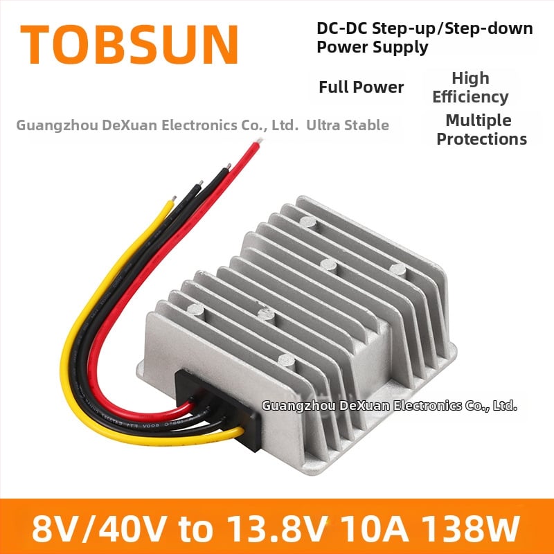 TOBSUN DC-DC menič zo 12V na 13.8V, 10A, vstup 8–40V, automobilové napájanie, regulovaný výstup