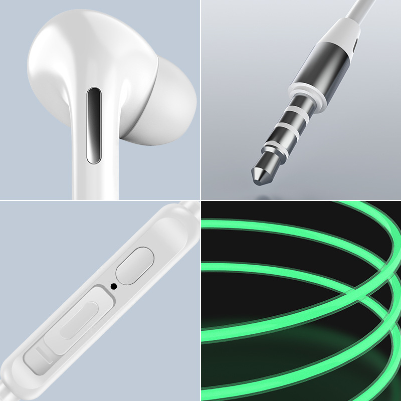 Žične in-ear slušalice s mikrofonom za karaoke i prijenos uživo, s inline upravljačem, prilagodljivim zvukom i osvijetljenim kabelom