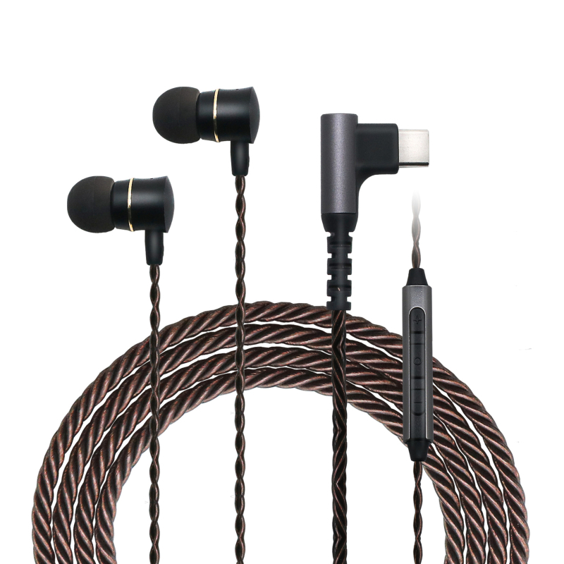 Četverostruko uvijene prozirne bakrene in-ear slušalice, s 3,5 mm i Type-C digitalnim sučeljem, žičane, s dubokim basom