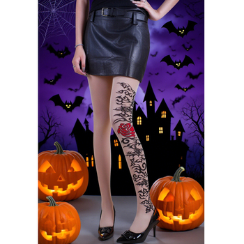 Halloween tajice za scenski kostim, otisak crvenih ruža i krvave mrlje