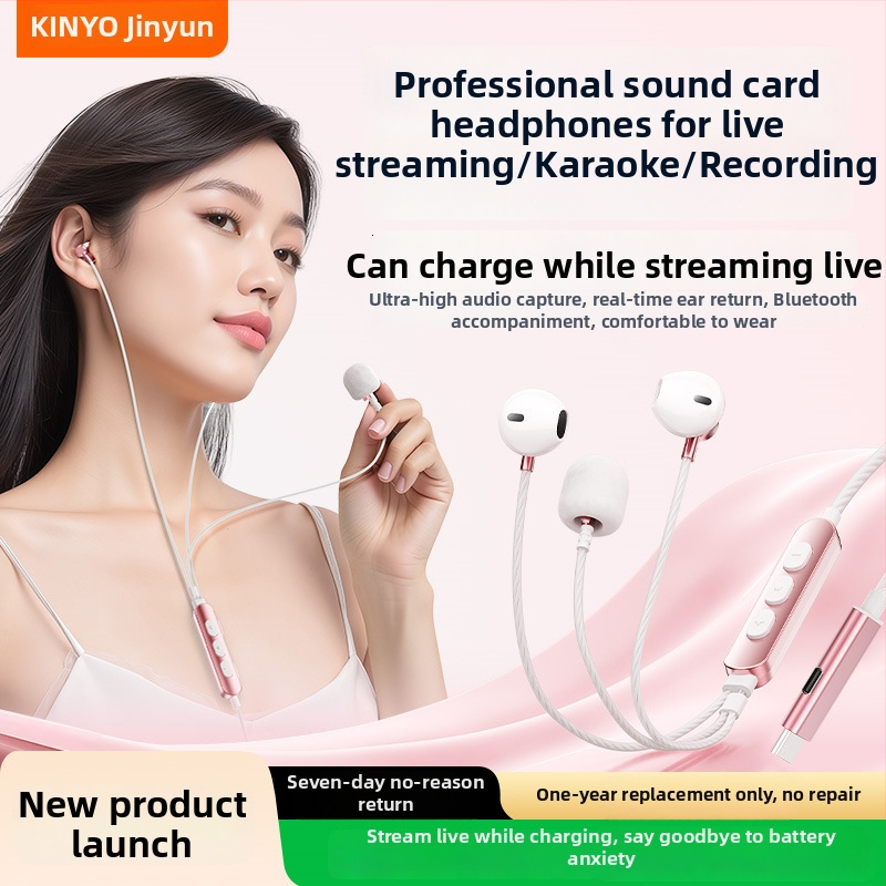 Căști cablu Type-C Y19 cu microfon și interfață audio încorporată, pentru karaoke și cântat în direct