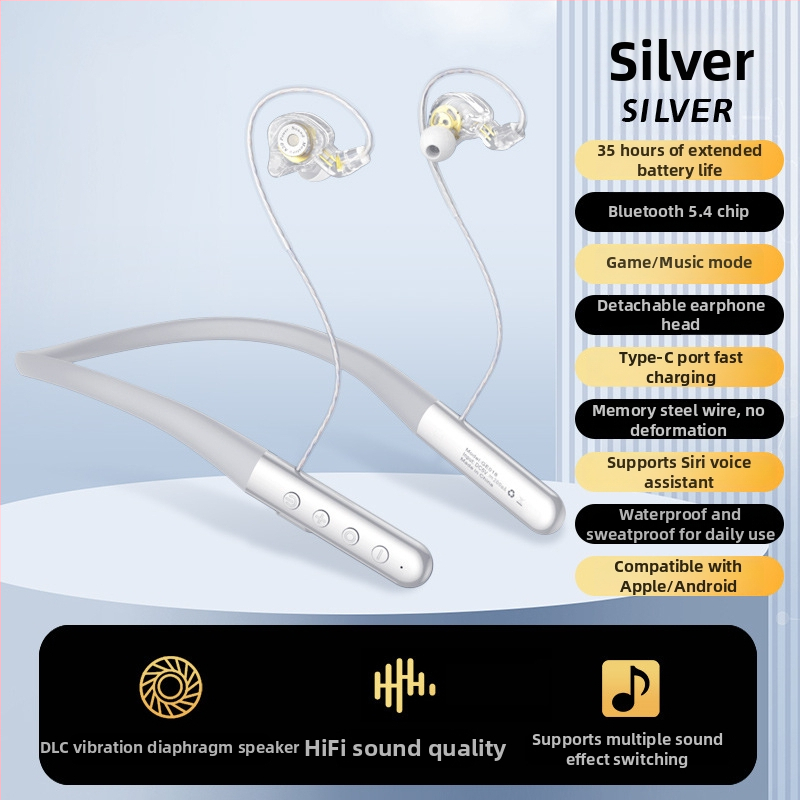 Bluetooth slušalice s neckband dizajnom, Hi-Fi zvuk, aktivna redukcija šuma, snažan bas, za trčanje, dugotrajna baterija