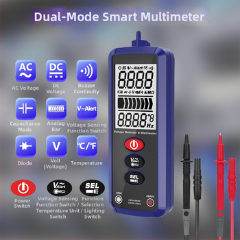 Inteligentný digitálny multimetr s ochranou proti vyhoreniu, tester kontinuity a voltmeter, ručný a automatický režim