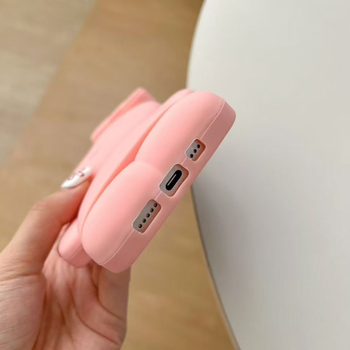 Ružičasti silikon kućište s crtani djevojkom KT Cat za iPhone 16, kompatibilno s iPhone 13/14 Pro Max i iPhone 15 — otpornost na pad