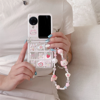 Carcasă pentru telefon OPPO Find N3 Flip și Find N2 Flip, lanț drăguț cu desene, din acril