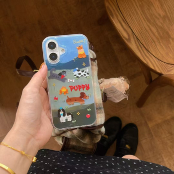 TPU stražnje kućište za iPhone 11/12/12 Pro/12 Pro Max/13/13 Pro/13 Pro Max/14/14 Pro/14 Pro Max s dizajnom uljane slike psa — Plava