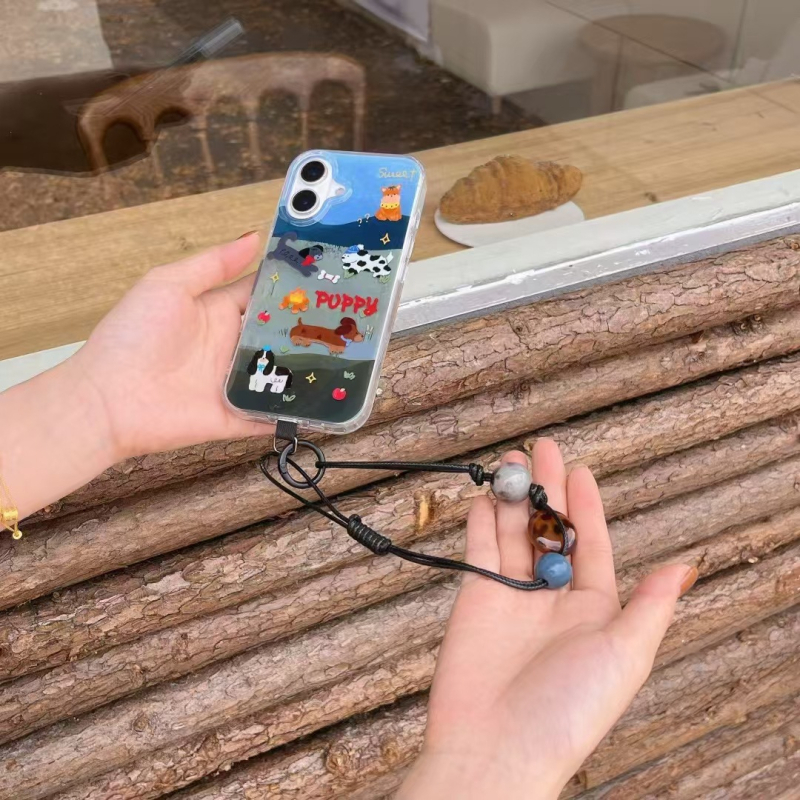 TPU stražnje kućište za iPhone 11/12/12 Pro/12 Pro Max/13/13 Pro/13 Pro Max/14/14 Pro/14 Pro Max s dizajnom uljane slike psa — Plava