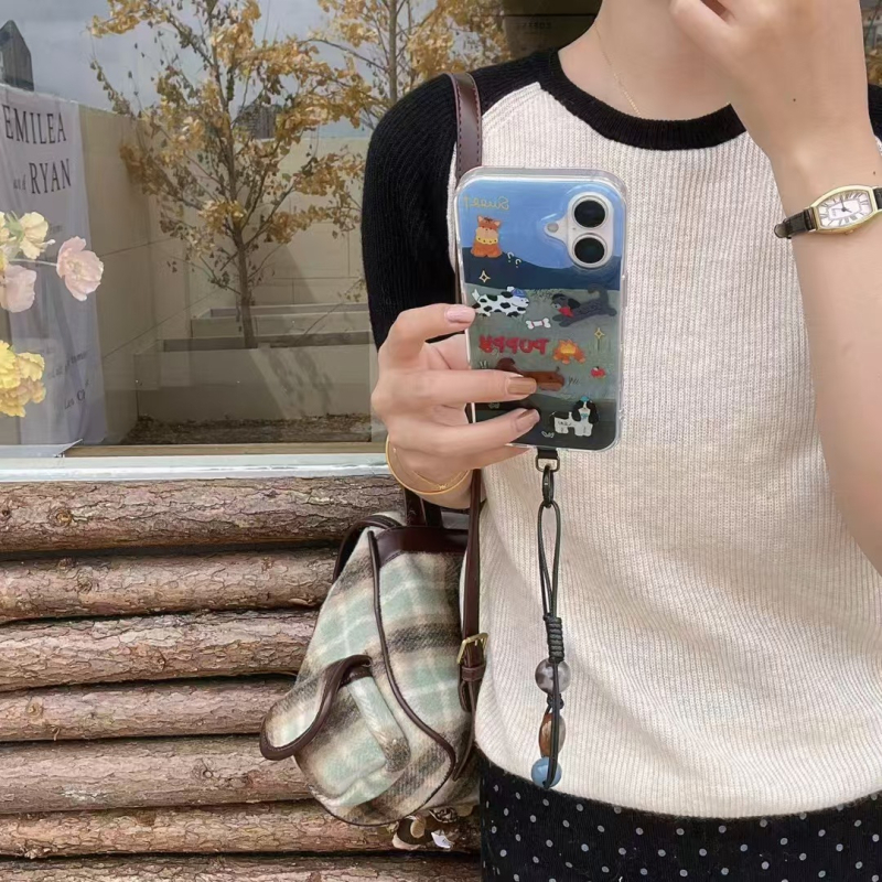 TPU stražnje kućište za iPhone 11/12/12 Pro/12 Pro Max/13/13 Pro/13 Pro Max/14/14 Pro/14 Pro Max s dizajnom uljane slike psa — Plava
