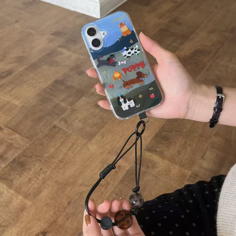 TPU stražnje kućište za iPhone 11/12/12 Pro/12 Pro Max/13/13 Pro/13 Pro Max/14/14 Pro/14 Pro Max s dizajnom uljane slike psa — Plava