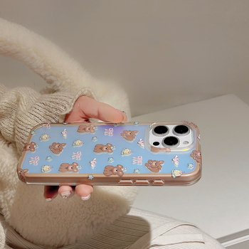 Insta-stil crtani laserski medo – dvostruki kućište za iPhone 17 Pro Max i 16 Pro – potpuna zaštita, TPU, IMD