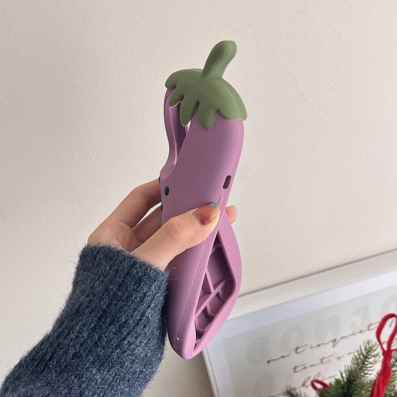 3D slatka smiješna patlidžanska silikonska zaštita za iPhone 11–14 Pro Max