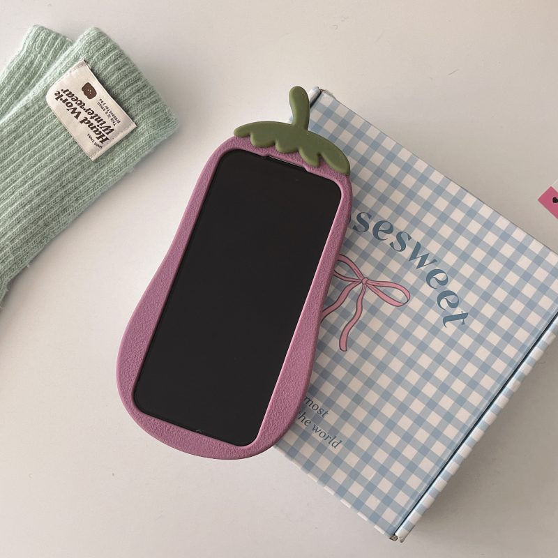 3D slatka smiješna patlidžanska silikonska zaštita za iPhone 11–14 Pro Max