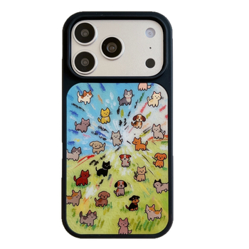 Kućište za telefon s dizajnom crtić mačice, svjetlucavo zlatni završni sloj, mat završna obrada, graffiti mačji motiv za iPhone