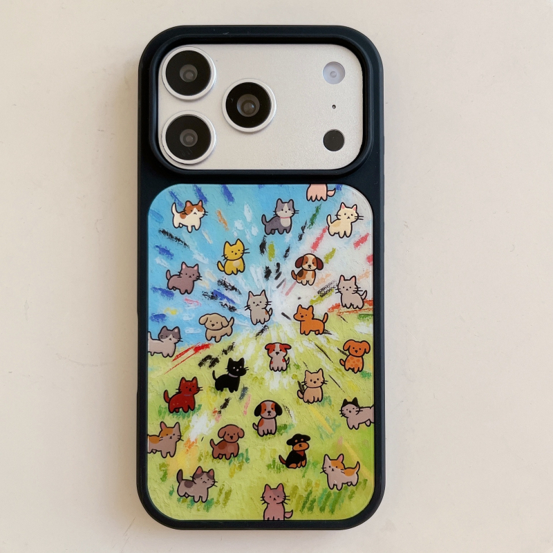 Kućište za telefon s dizajnom crtić mačice, svjetlucavo zlatni završni sloj, mat završna obrada, graffiti mačji motiv za iPhone