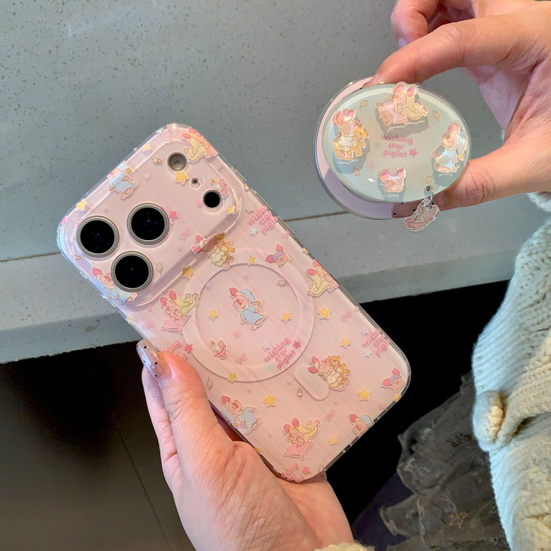 Slatka spavajuća svinja, futrola za telefon s 3-u-1 držačem, ružičasta, za iPhone 17 Pro Max / 16 Pro