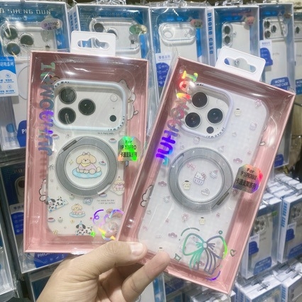 Carcasă pentru seria Apple 17 cu suport desen animat, textură asemănătoare pielii, stil fresh de desene animate, atașament magnetic rotativ de 360°