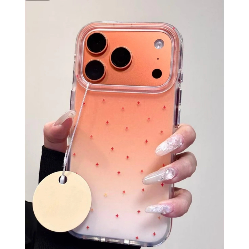 Ins-stil kućište za telefon s narančastim gradijentom zvjezdica za iPhone 17 Pro Max i iPhone 16/15 Pro, veliki otvor za kameru, IMD