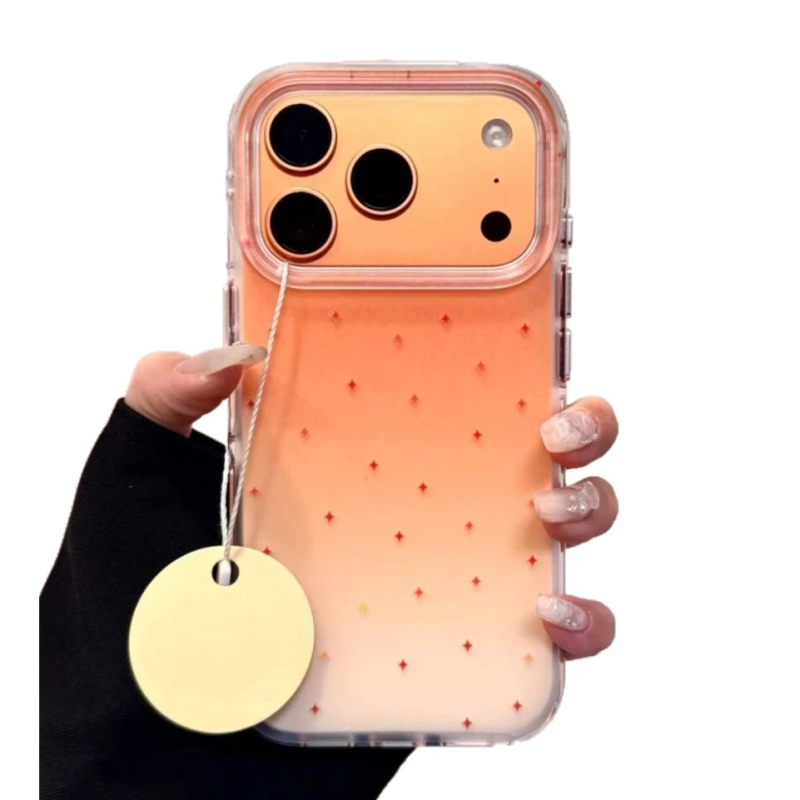 Ins-stil kućište za telefon s narančastim gradijentom zvjezdica za iPhone 17 Pro Max i iPhone 16/15 Pro, veliki otvor za kameru, IMD