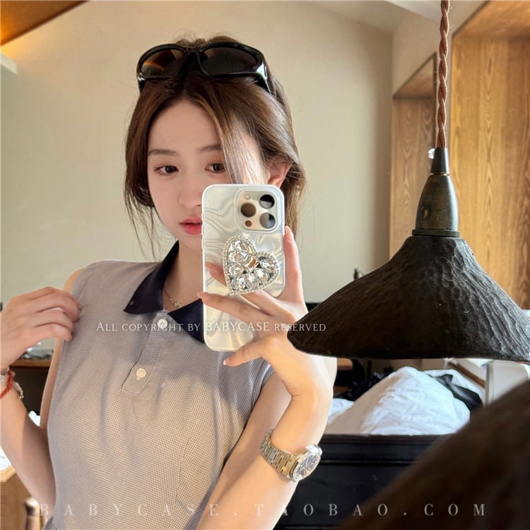 Husa pentru telefon compatibilă cu BABYCASE, cu accente laser și suport din diamant, inspirație de zână în stil japonez-coreean