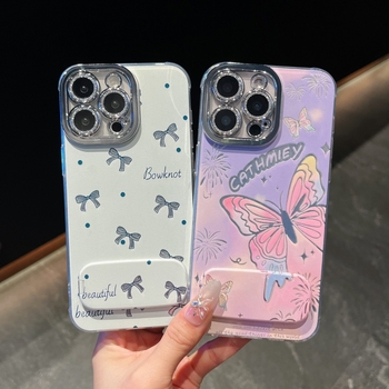 Akrilni stalak za ogledalo za kućišta iPhone, Cartoon/Ins stil, sladak dizajn, zaštita od trošenja i padova, kompatibilan s različitim modelima iPhone.