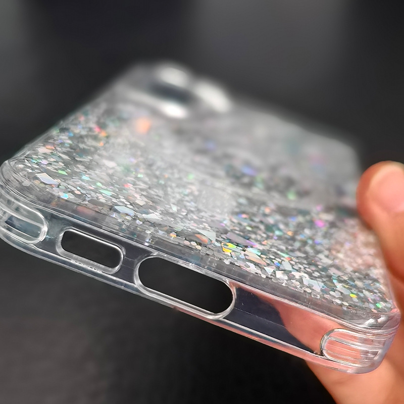 Carcasă de telefon din rășină cu sclipici pentru Apple, Samsung, Huawei — protecție anti-cădere, stilată
