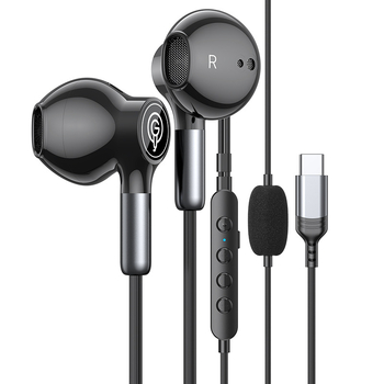 Type-C slušalice s polu-in-ear dizajnom, žične, s ugrađenom zvučnom kartom i karaoke reverbom za Apple, Huawei i Android telefone