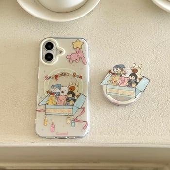 Slatka futrola za telefon s motivom životinje i magnetskim držačem, za iPhone 16 Pro Max i iPhone 14/15 Pro