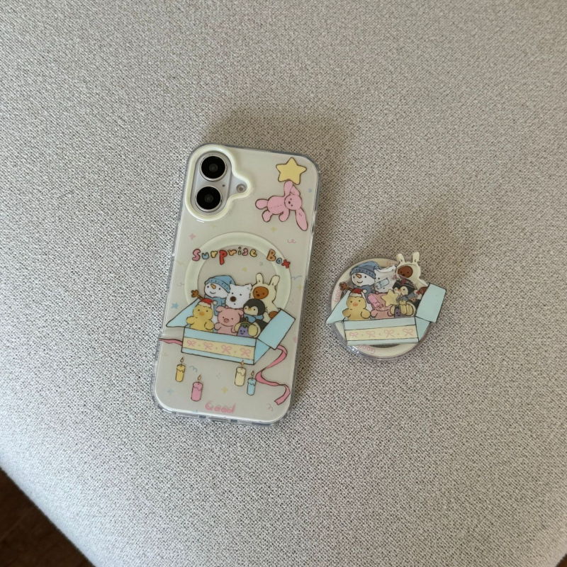 Slatka futrola za telefon s motivom životinje i magnetskim držačem, za iPhone 16 Pro Max i iPhone 14/15 Pro