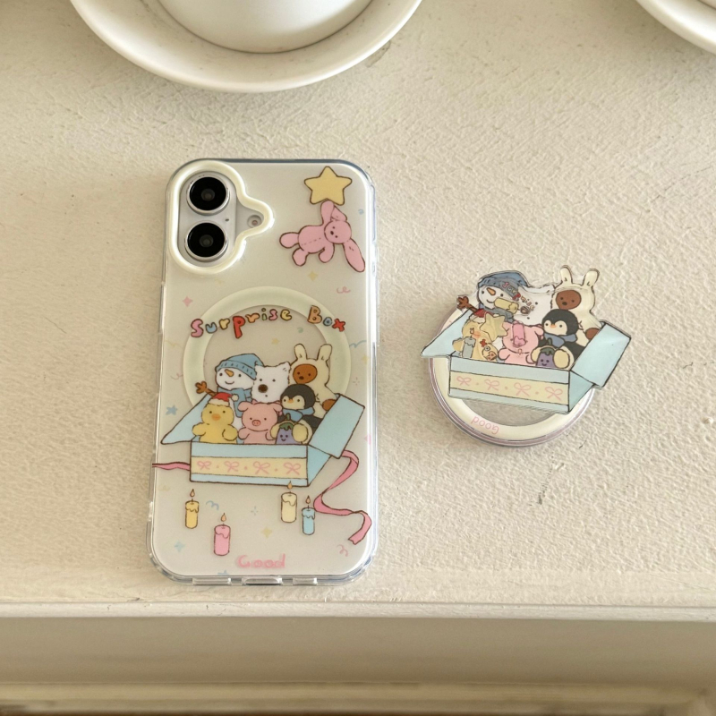 Slatka futrola za telefon s motivom životinje i magnetskim držačem, za iPhone 16 Pro Max i iPhone 14/15 Pro