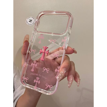 Carcasă de telefon cu cruce roz, stil retro coreean, pentru iPhone 17 Pro Max și iPhone 16 Pro