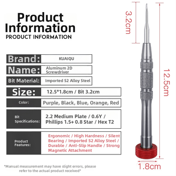 Magnetski precizni set odvijača za mobilne telefone Apple i Android — 0,8 mm petokraka, T2 Torx, 2,2 srednja ploča