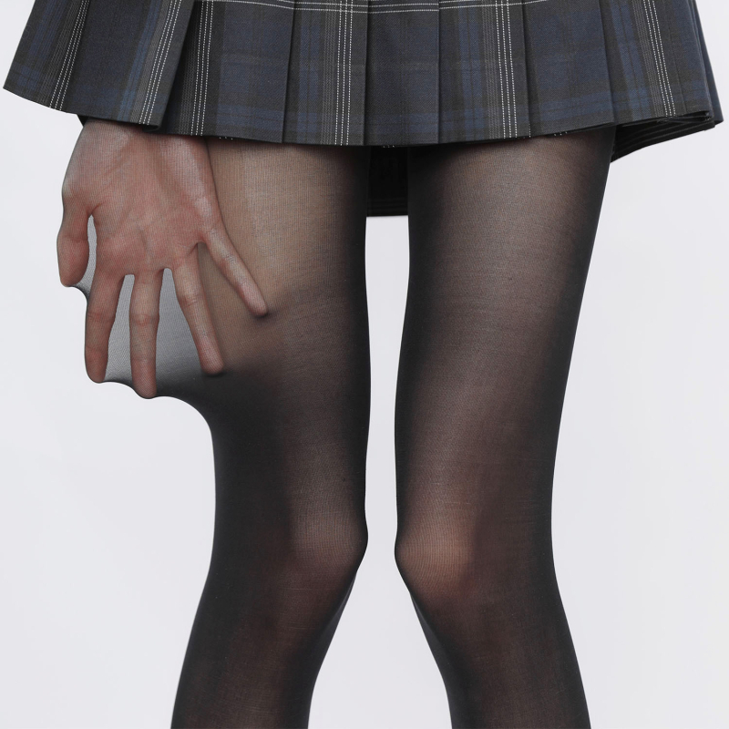 Tanke sive hulahopke za proljeće i jesen, mliječno bijele najlonke Lolita, crne velur legginse, 60D