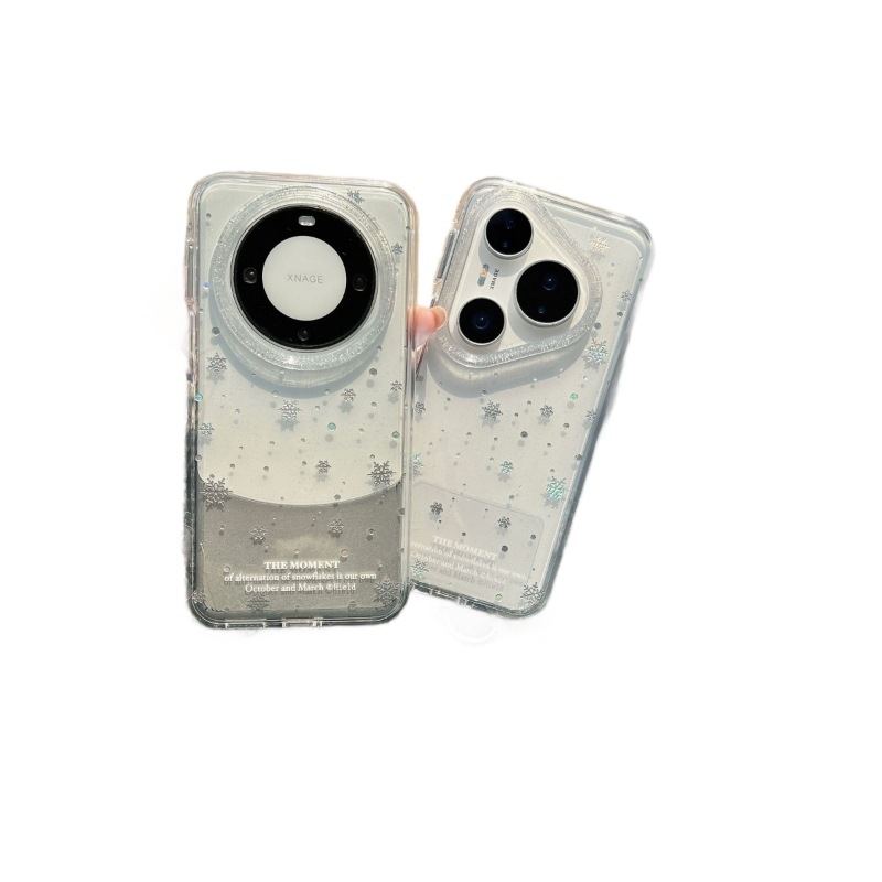 Kórejský štýl zlatistý prášok s trblietkami v tvare snehových vločiek pre kryt Huawei Mate80/70 Pro a iPhone 17 Pro, prenosný P70