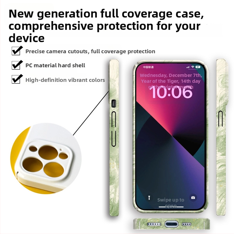 Carcasă iPhone 14 Pro Max în stil Ins, compatibilă cu 13/12, protecție completă cu oglindă PC și folie, carcasă rigidă, design japonez și coreean