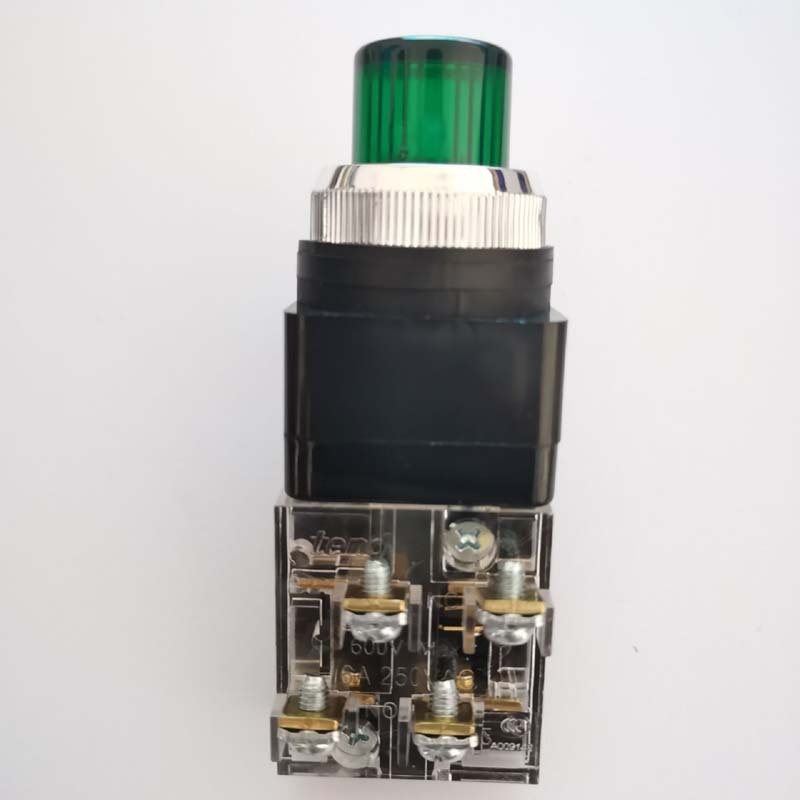 Tiande TIBN-252-G / TIBN-302-G бутонен превключвател, 220V AC, зелена изпъкнала глава