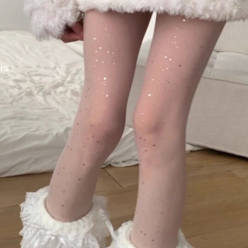 Bijele prozirne čarape sa sjajnim šljokicama za žene, luksuzne anti-snag pantyhose, nadkoljenice