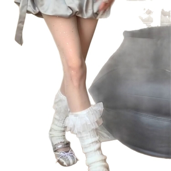 Bijele prozirne čarape sa sjajnim šljokicama za žene, luksuzne anti-snag pantyhose, nadkoljenice