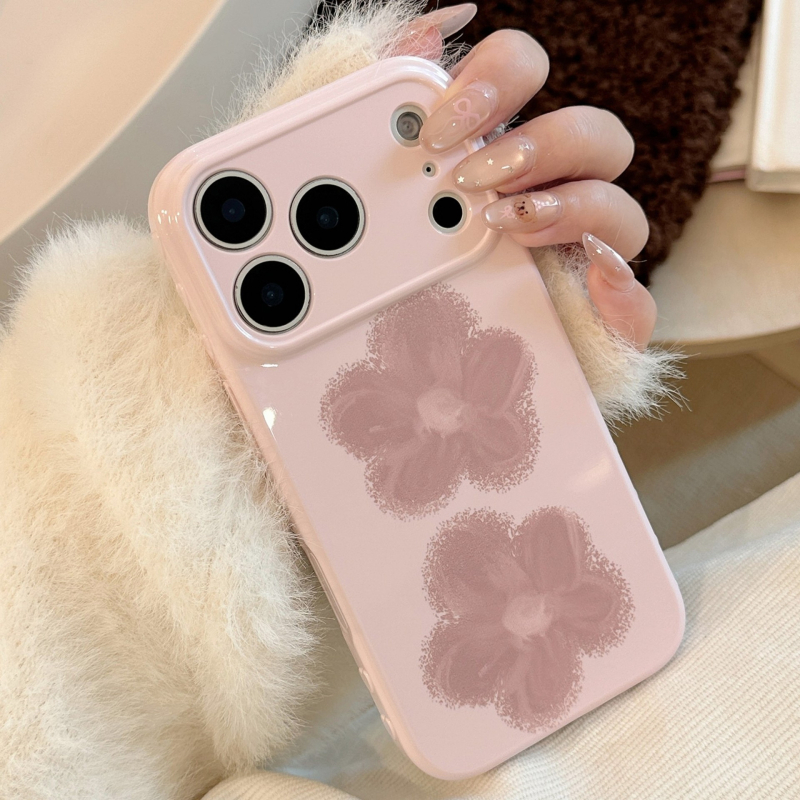 Carcasă TPU Gucci pentru iPhone 14 Pro Max, cu flori mici roz-violet, stil Instagram, textură moale