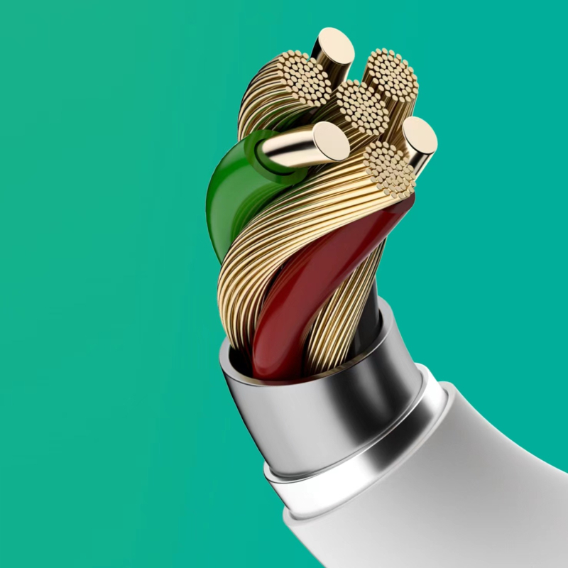 6A kabel za brzo punjenje i podatkovni kabel za Android, Type-C i Apple uređaje, s Lightning, Micro USB i Type-C priključcima, duljina 1 m, silikon, bijela