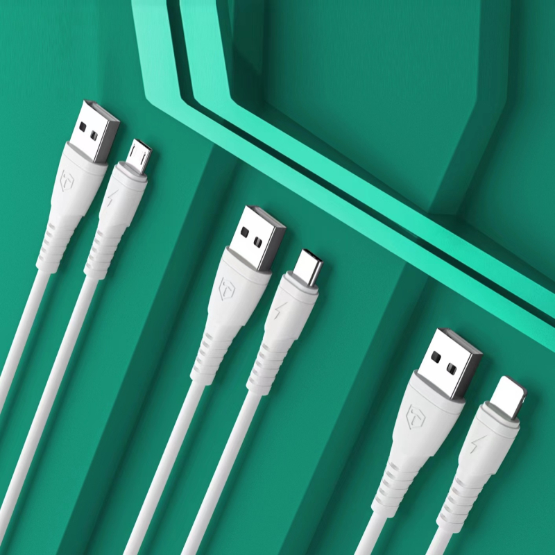 6A kabel za brzo punjenje i podatkovni kabel za Android, Type-C i Apple uređaje, s Lightning, Micro USB i Type-C priključcima, duljina 1 m, silikon, bijela
