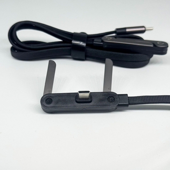 Type-C kabel s L-oblikom, pleteni, brzo punjenje, 1–2 m, crni, za tablete i telefone